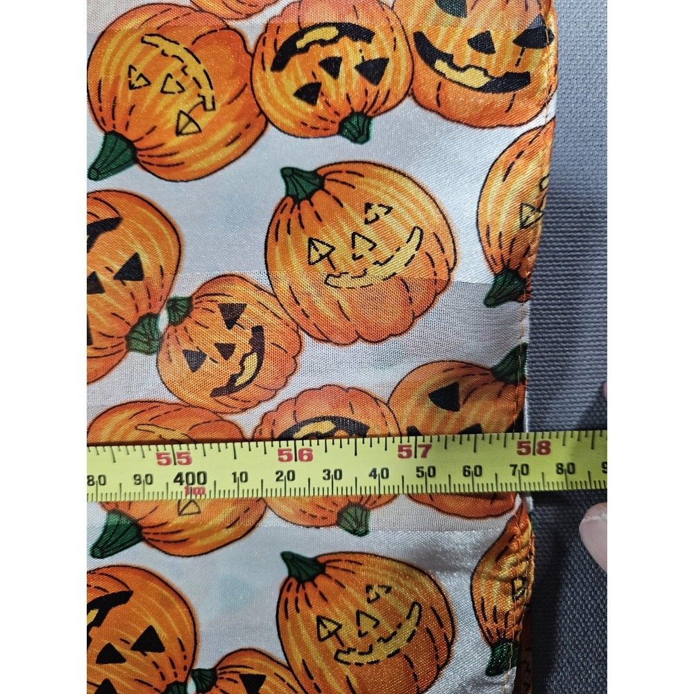 Halloween Jack O Lantern Pumpkin Scarf Orange White Chiffon Lightweight Holiday - Picture 5 of 6